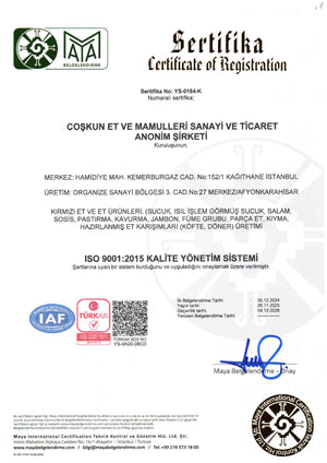 ISO 9001:2015 Kalite Yonetim Sistemi Sertifikasi